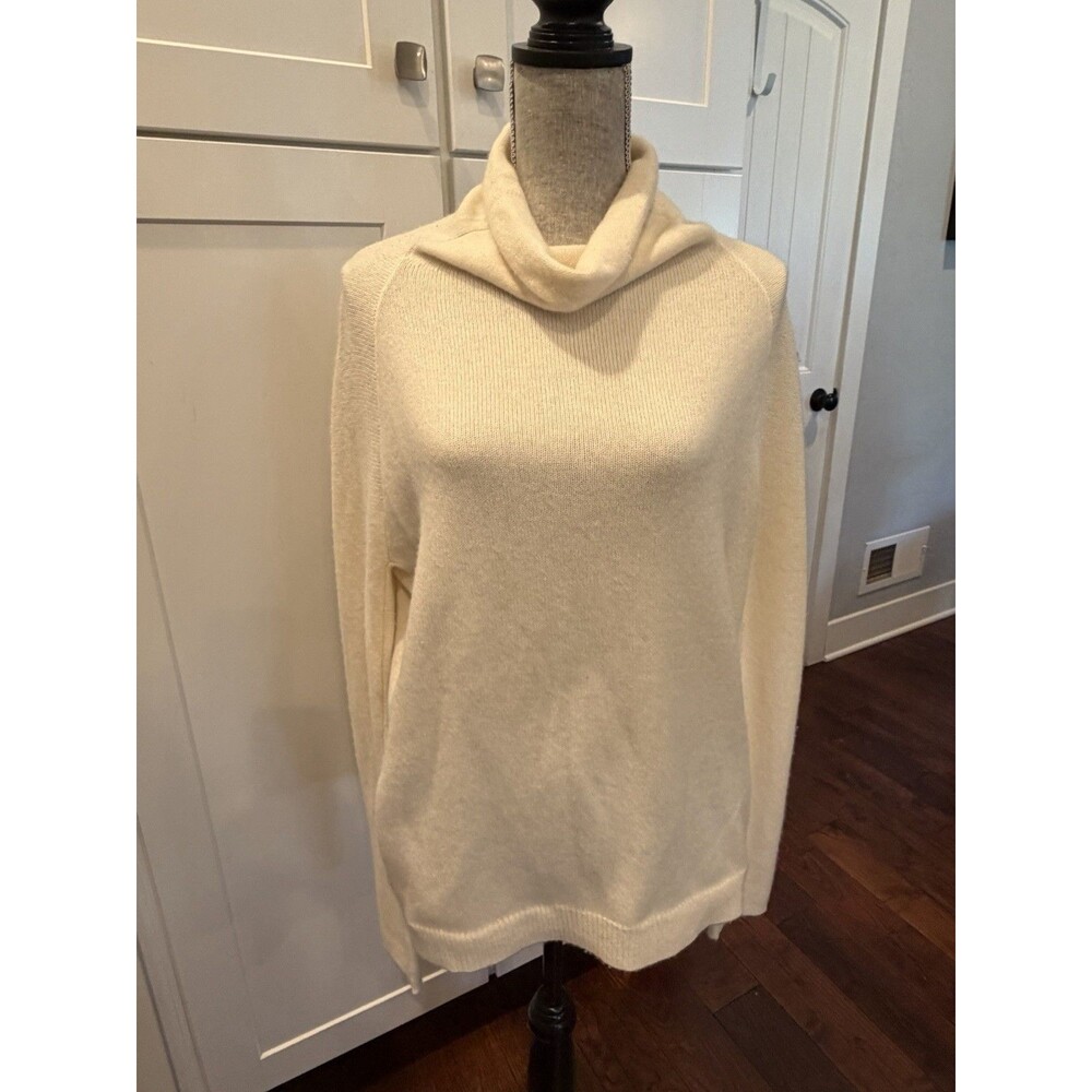 Norman B Royal Cream 100% Cashmere Cowl Neck Sweater Long Sleeve Women's Size L